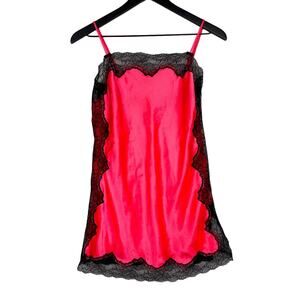 Victoria’s Secret Size M Pink Black Lace Mini Half Slip Lingerie Pajama